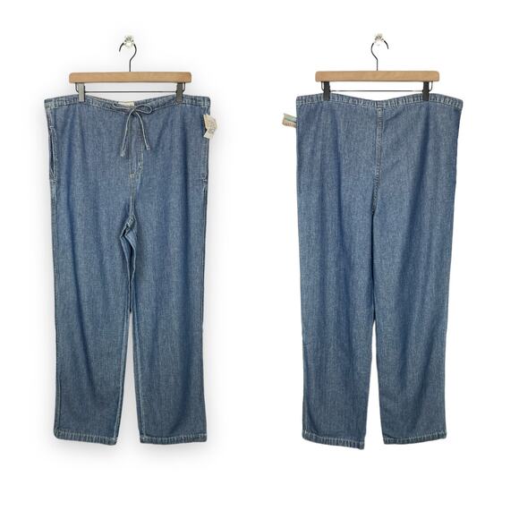 Vintage Pants - Crossroads | NWT Vintage Sears Chambray Lagenlook Wide Leg Pull On Pants